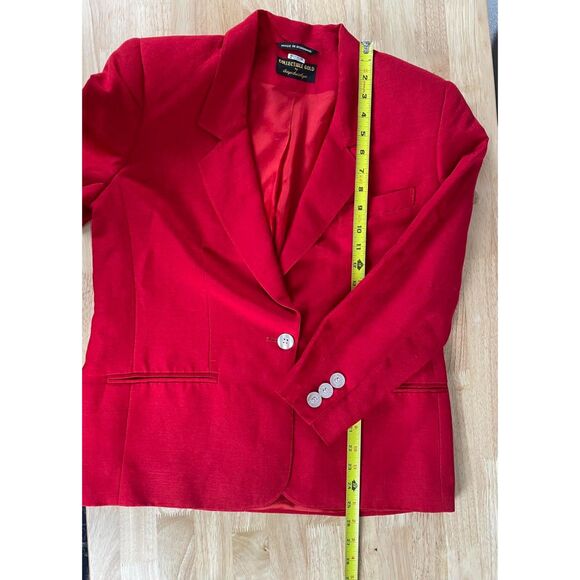 Collectible Gold Women's Size 10 Red Suit Blazer Boyfriend 1-Button Linen Blend - Picture 7 of 7